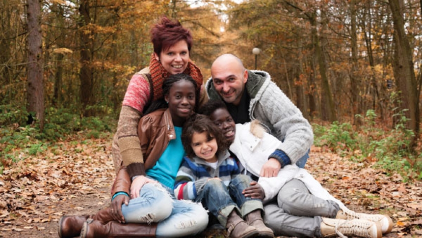 family in the woods