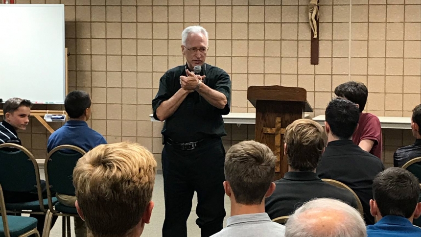 Bishop Boyea talks to men discerning the call to priesthood Bishop Discernment Day