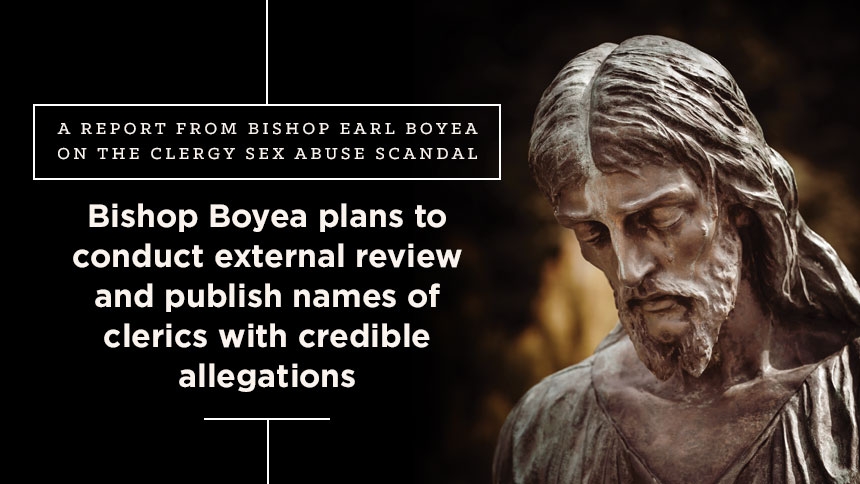 bishop boyea plans to conduct external review and publish names of clerics with credible allegations