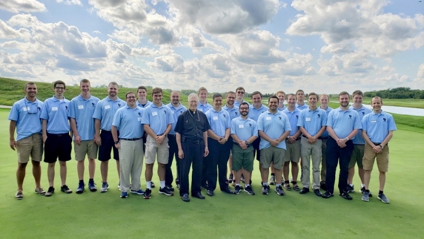 Bishop Boyea and Diocese of Lansing Seminarians at Bishop's Golf Classic 2019