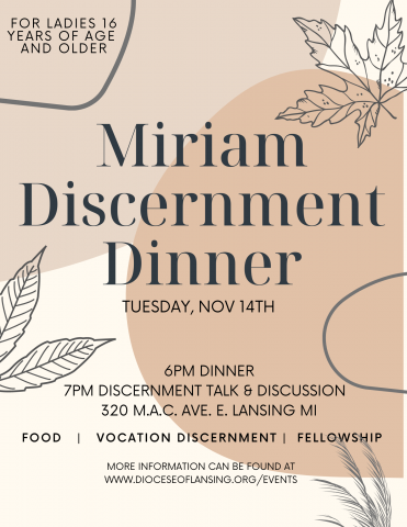 flyer for discernment dinner
