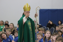 Bishop Boyea visits Huron Valley Catholic School 